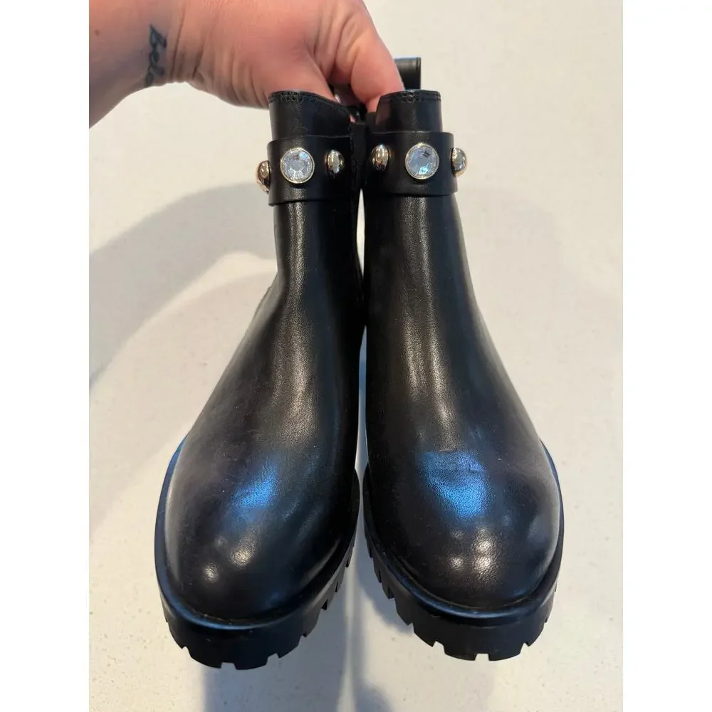 Karl Lagerfeld Porshay studded Lug‎ Sole Leather Booties 5